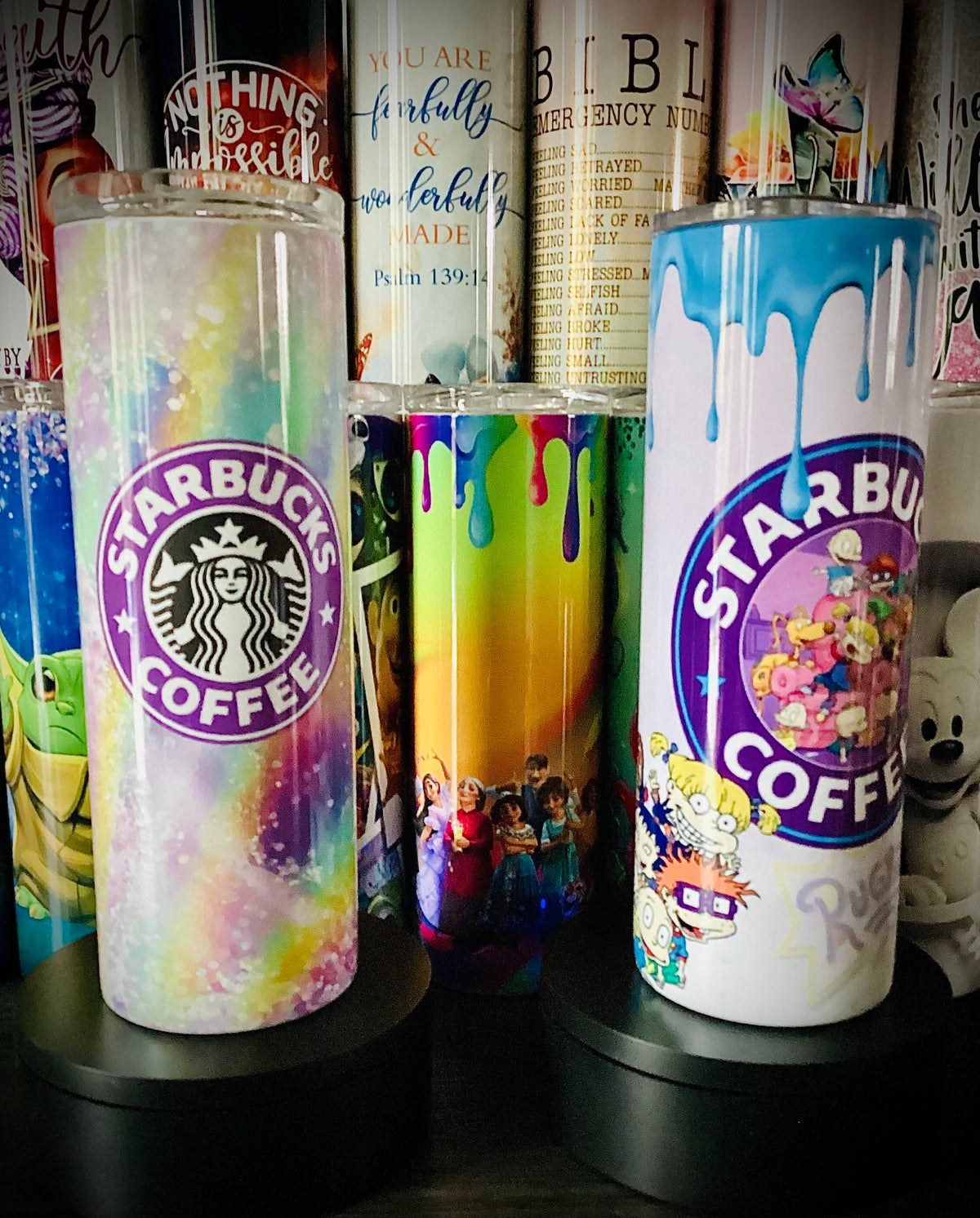 SUBLIMATION (HEAT PRESSED) TUMBLER!  CHOOSE YOUR TUMBLER LIVE FROM 40+ PREMADE DESIGNS!